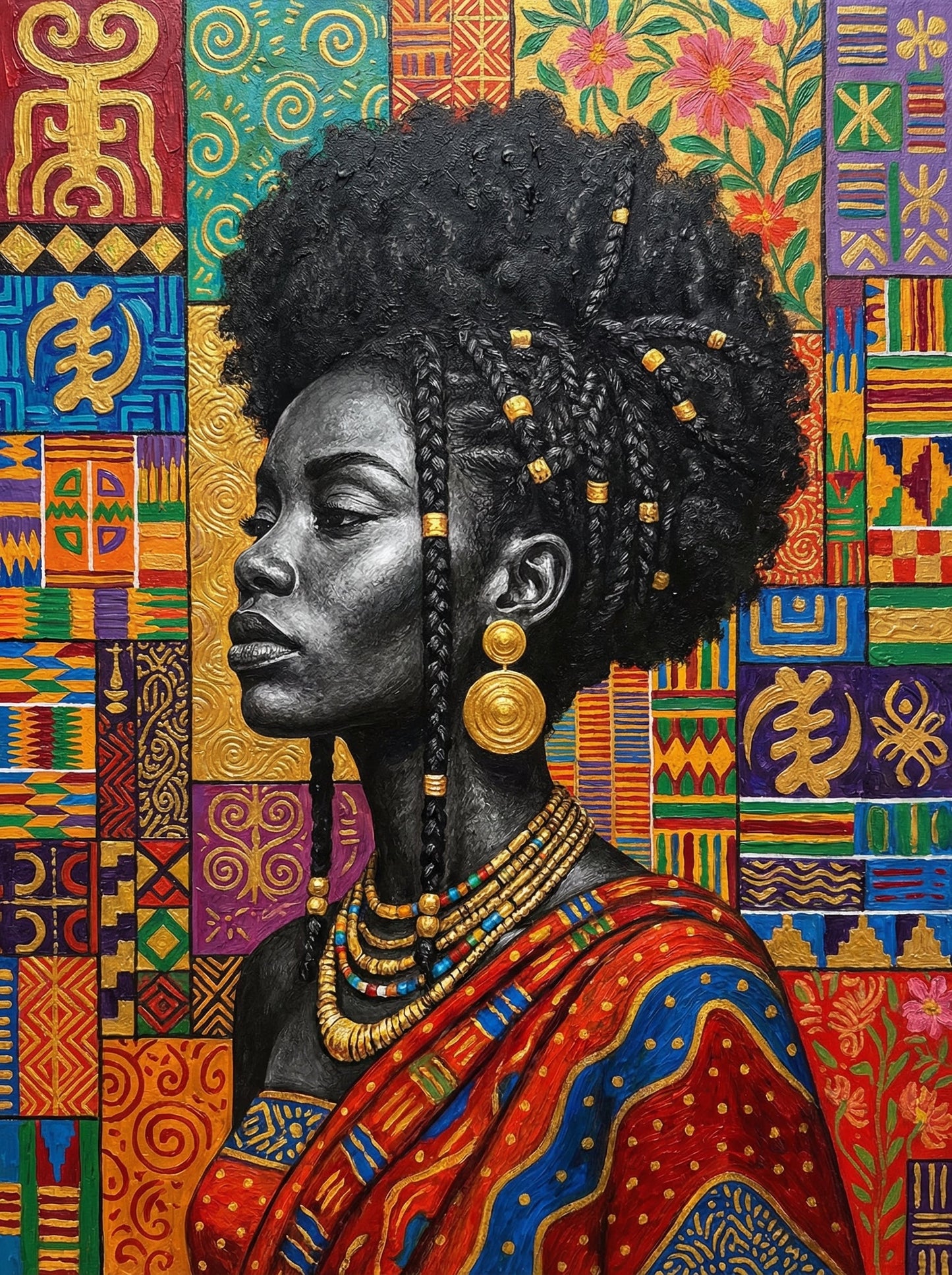 African Woman In Golden Patterns (120 Colors)