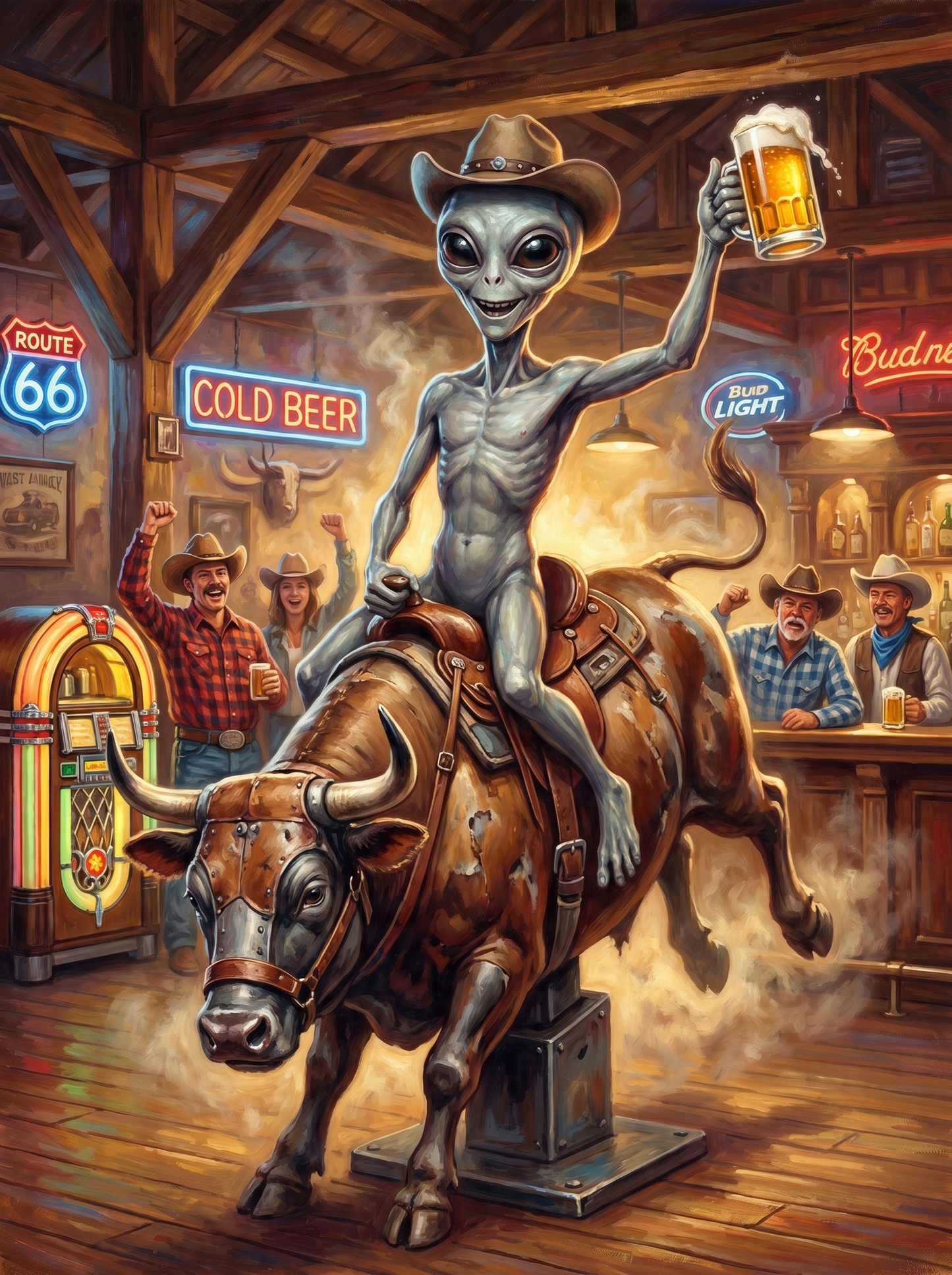 Alien Riding Mechanical Bull (80 Colors)
