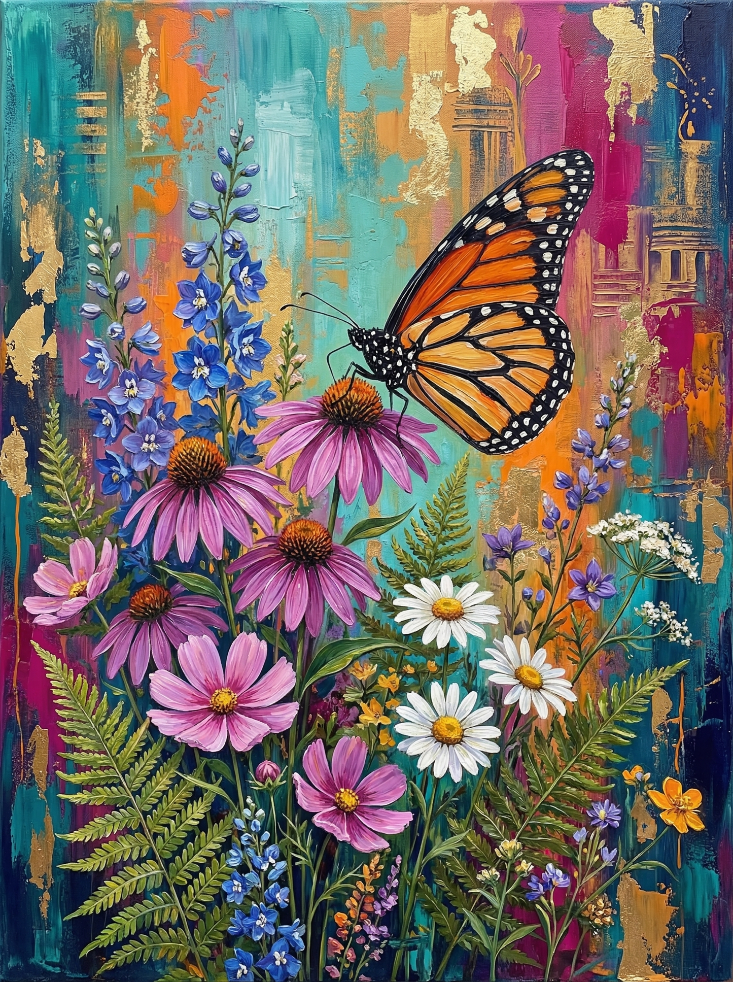 Boho Butterfly Coneflower Textured (120 Colors)