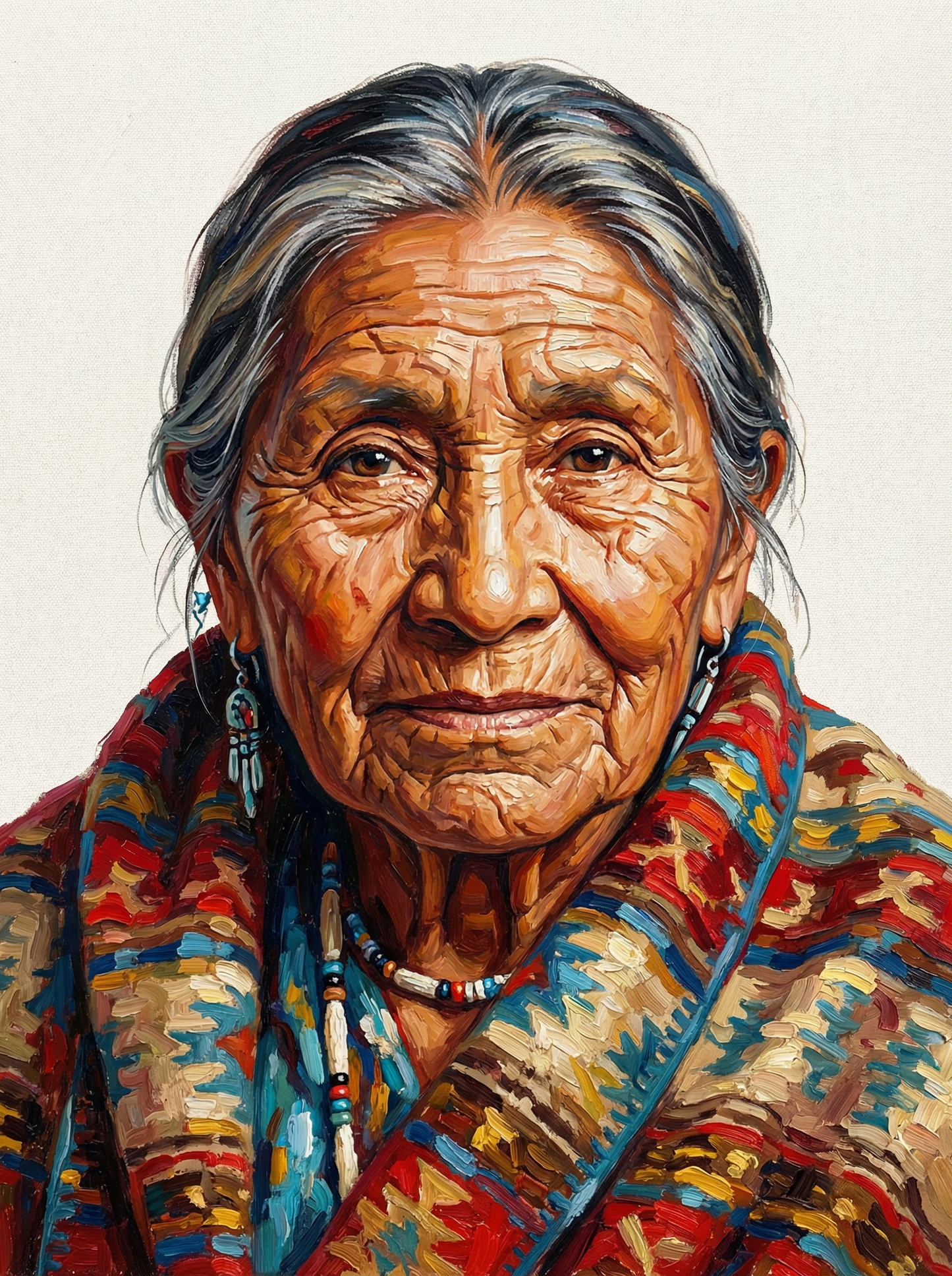 Colorful Patterned Indigenous Portrait (120 Colors)