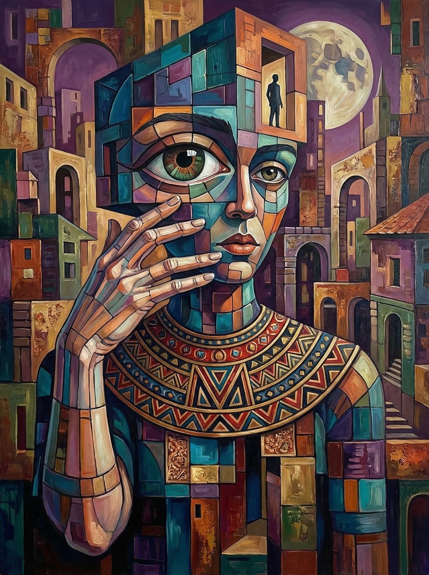 Cubist Portrait Thinking (120 Colors)
