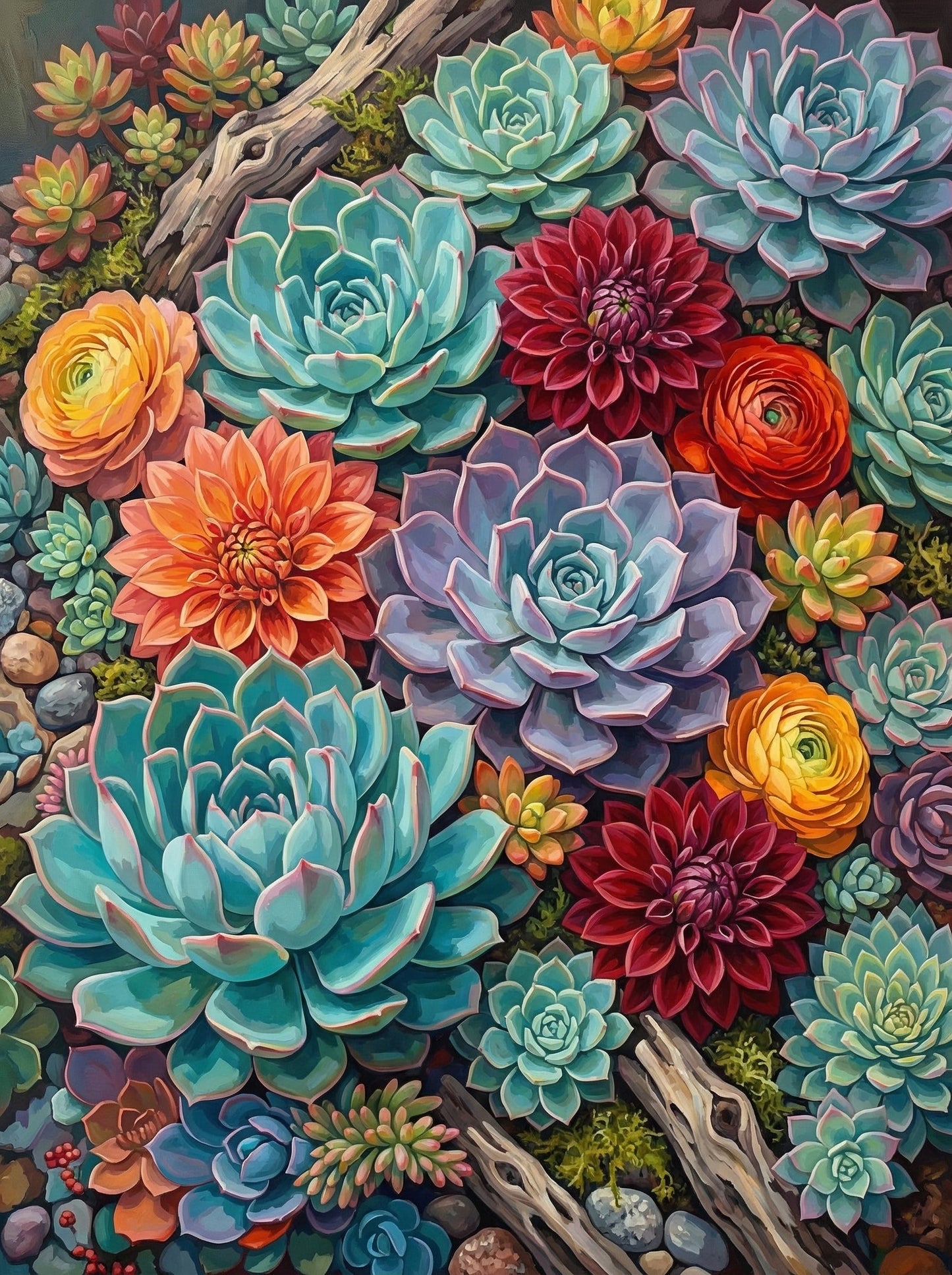 Desert Succulents And Branches (80 Colors)