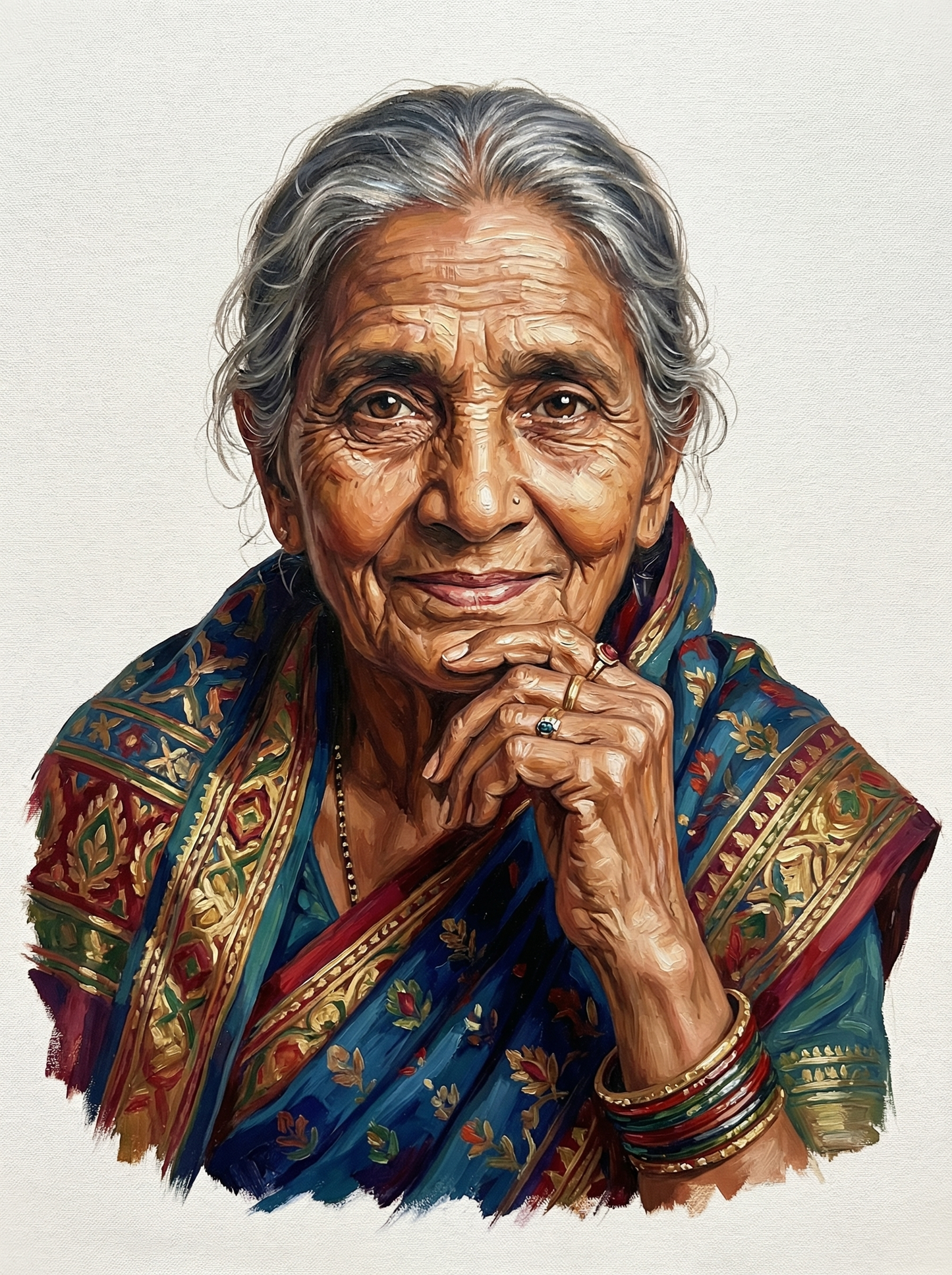 Dignified Woman Headscarf Portrait (120 Colors)