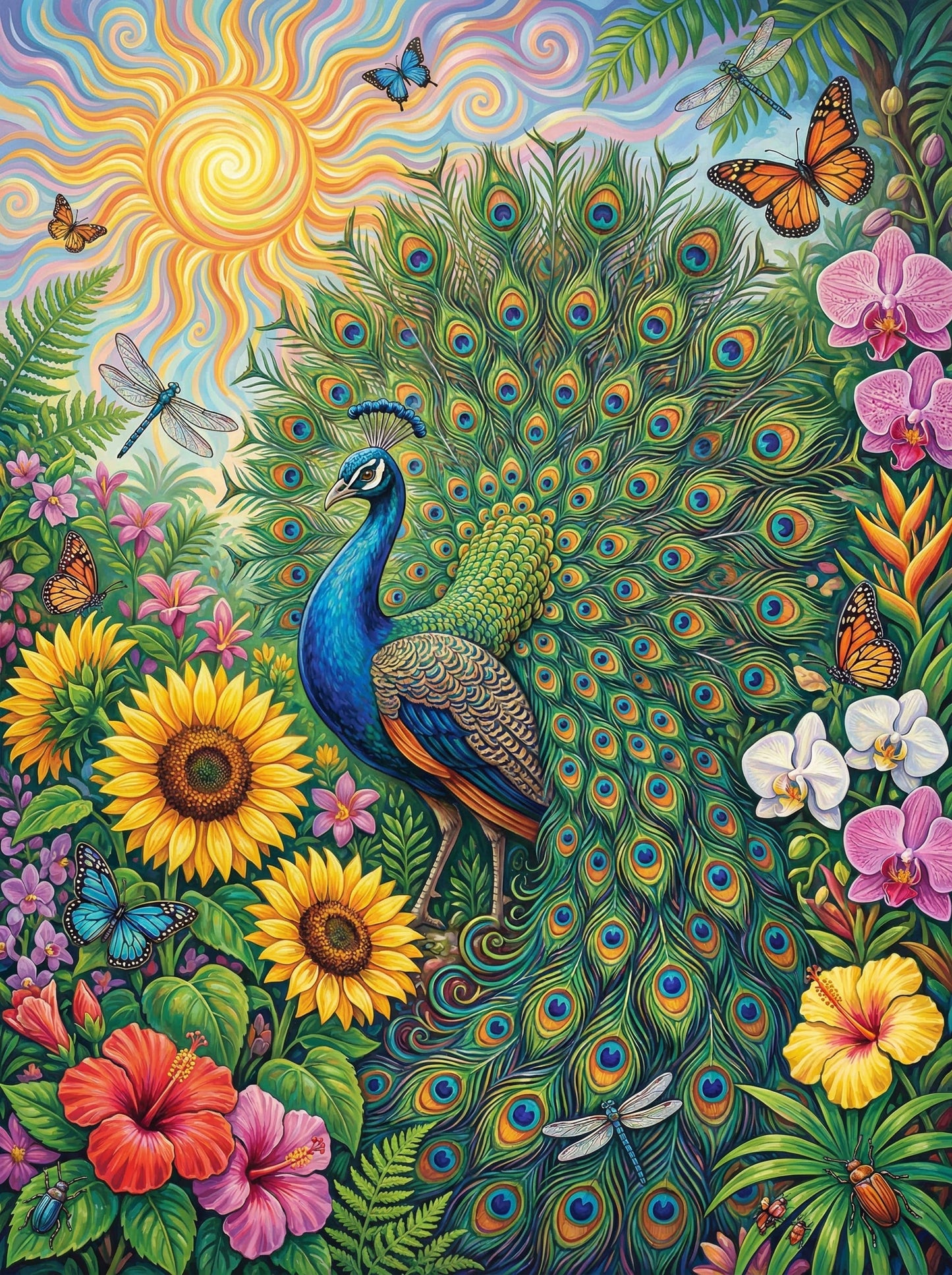 Elegant Peacock Sunrise (80 Colors)
