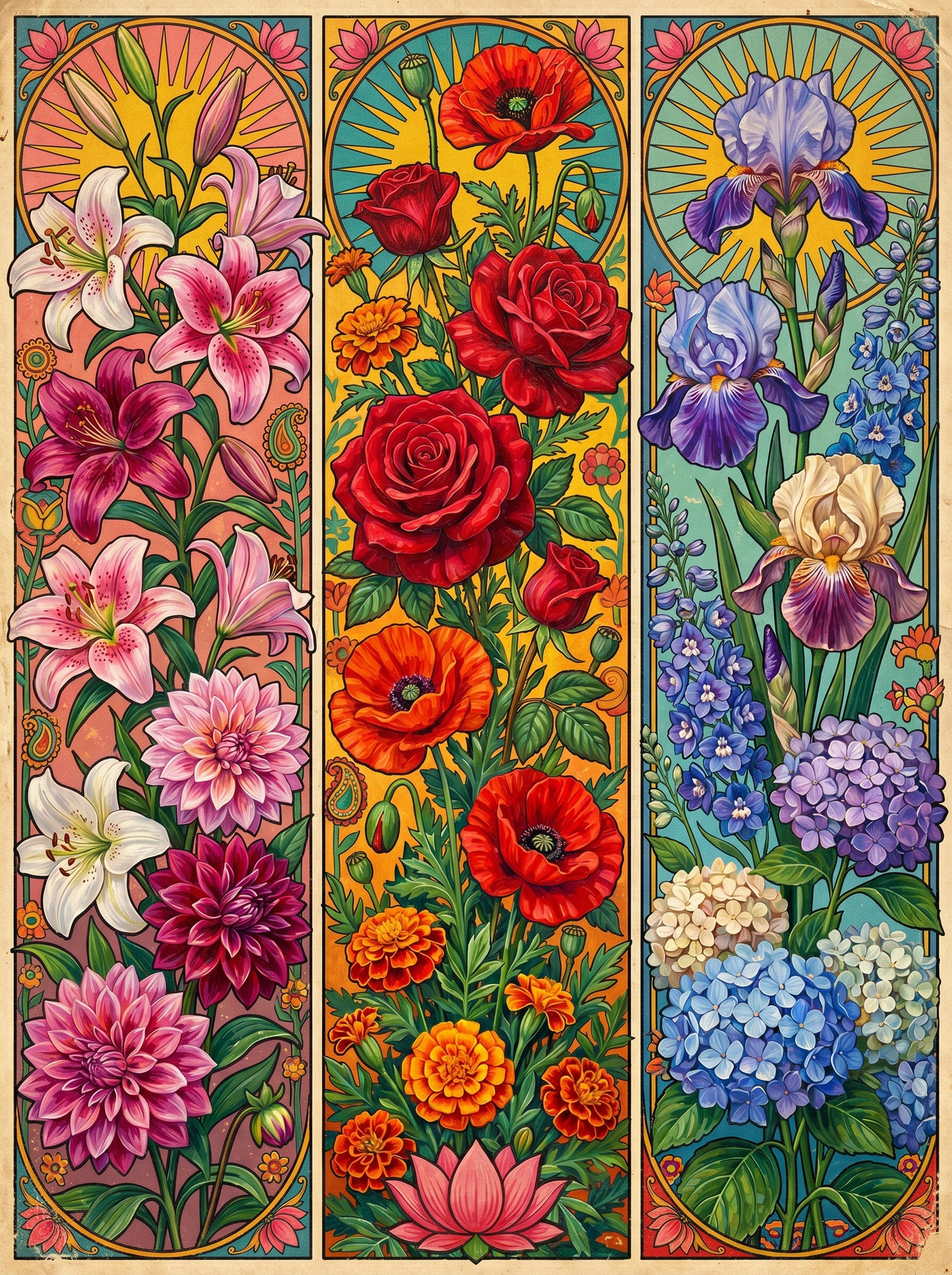 Floral Panel Triptych (120 Colors)