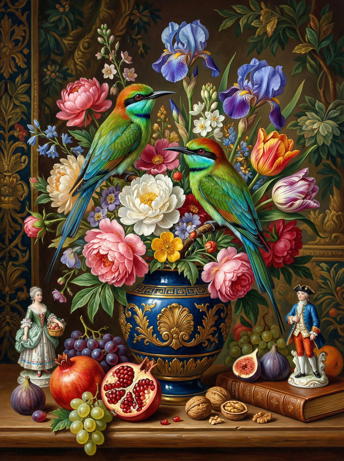Garden Parrots And Peonies (120 Colors)