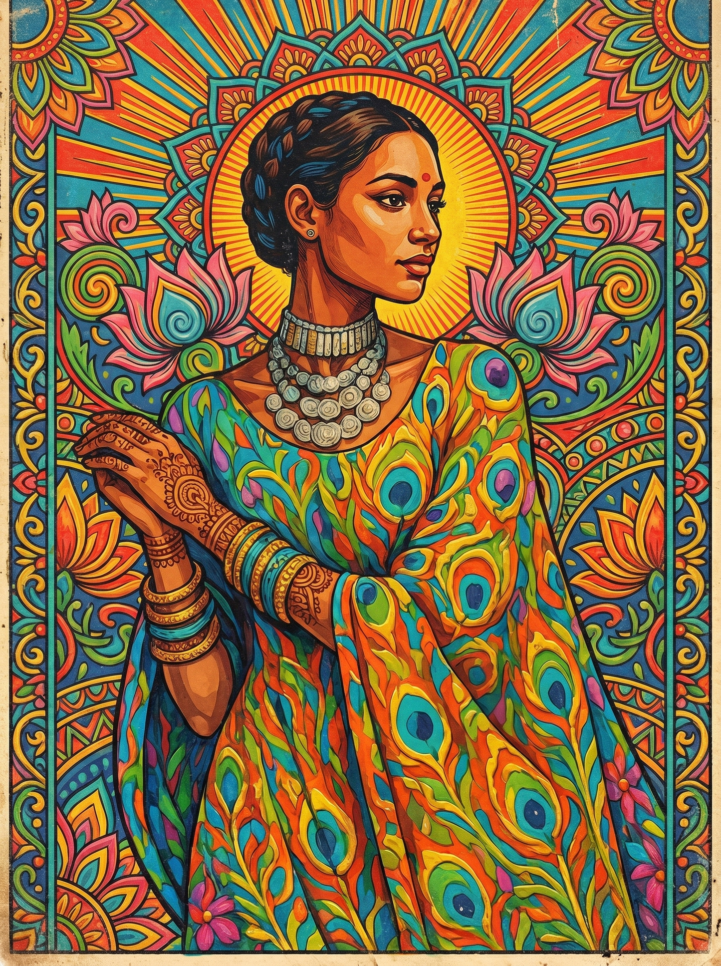 Green Sari Woman (120 Colors)