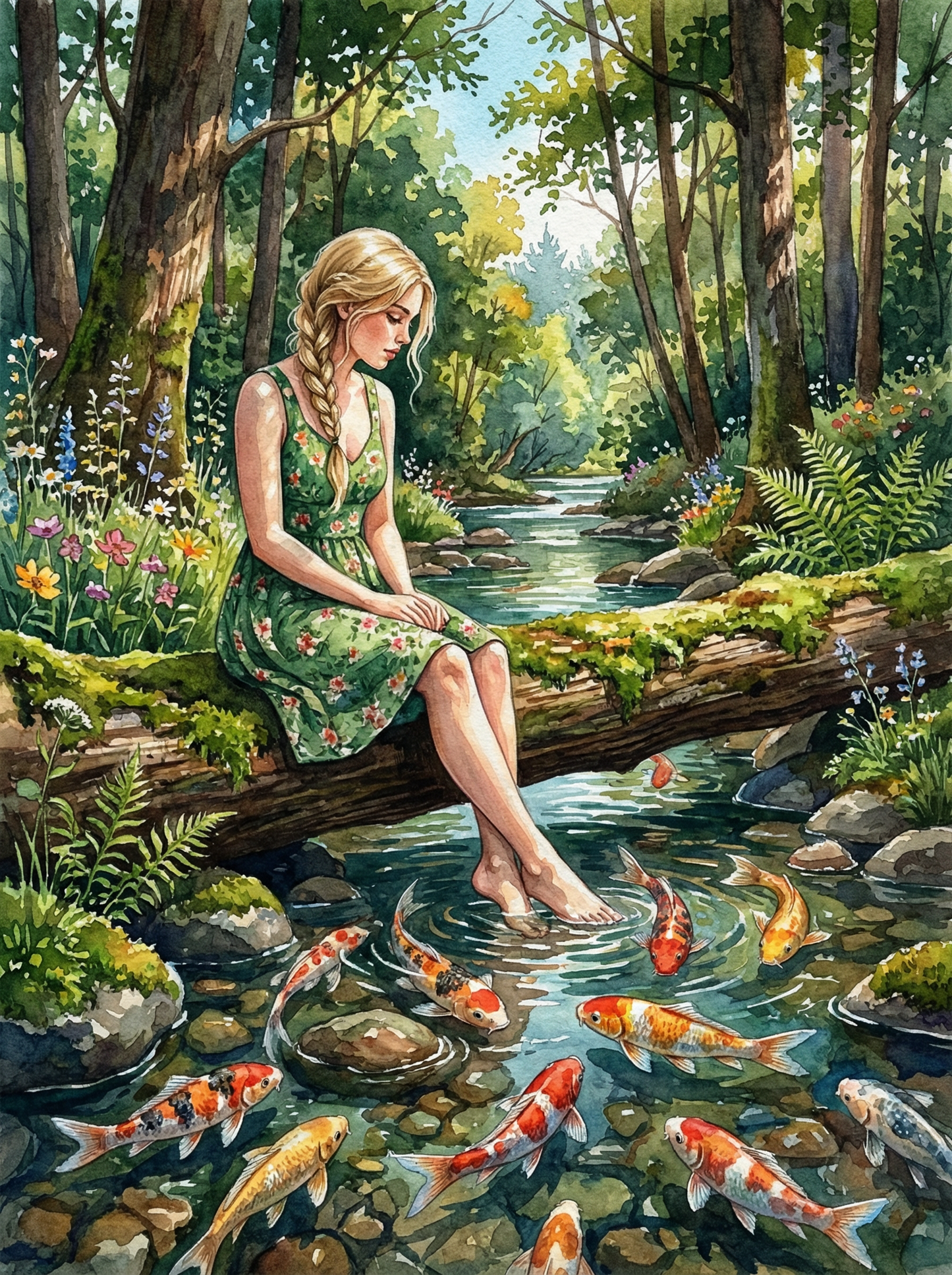 Koi Stream Serenity (120 Colors)