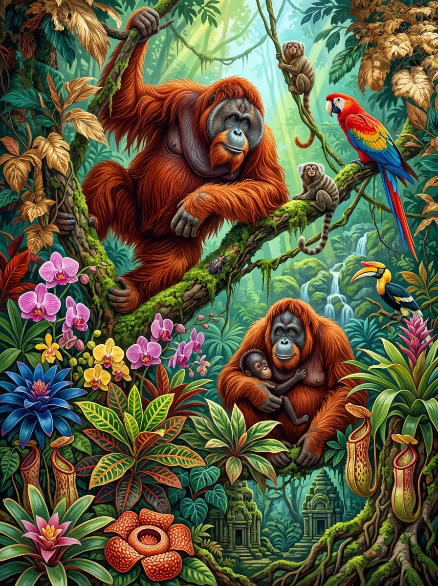 Orangutan Rainforest Family (120 Colors)