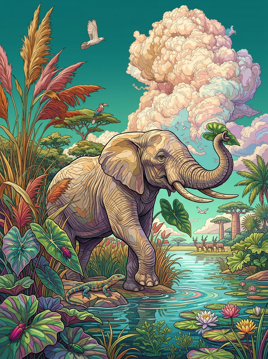 Savanna River Elephant (80 Colors)