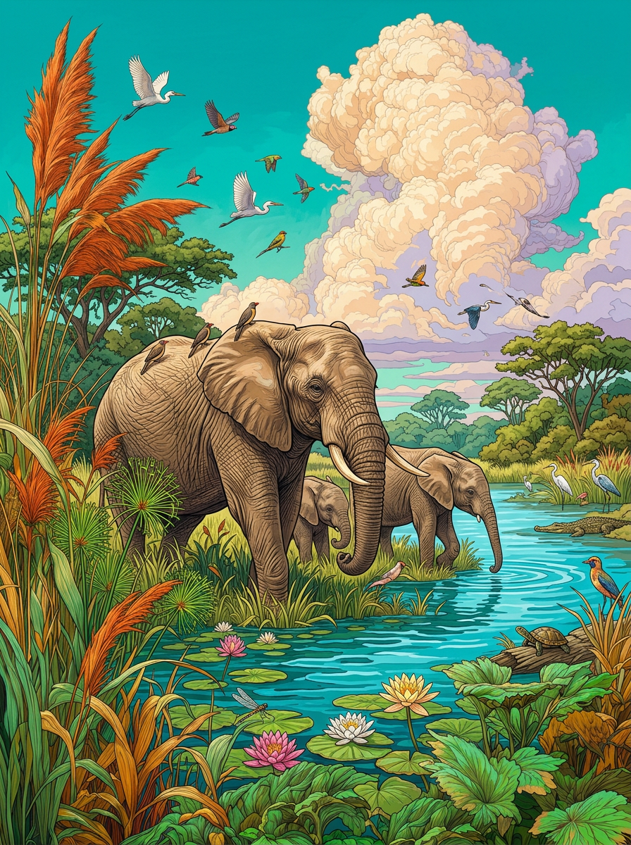 Elephant Oasis Gathering (80 Colors)