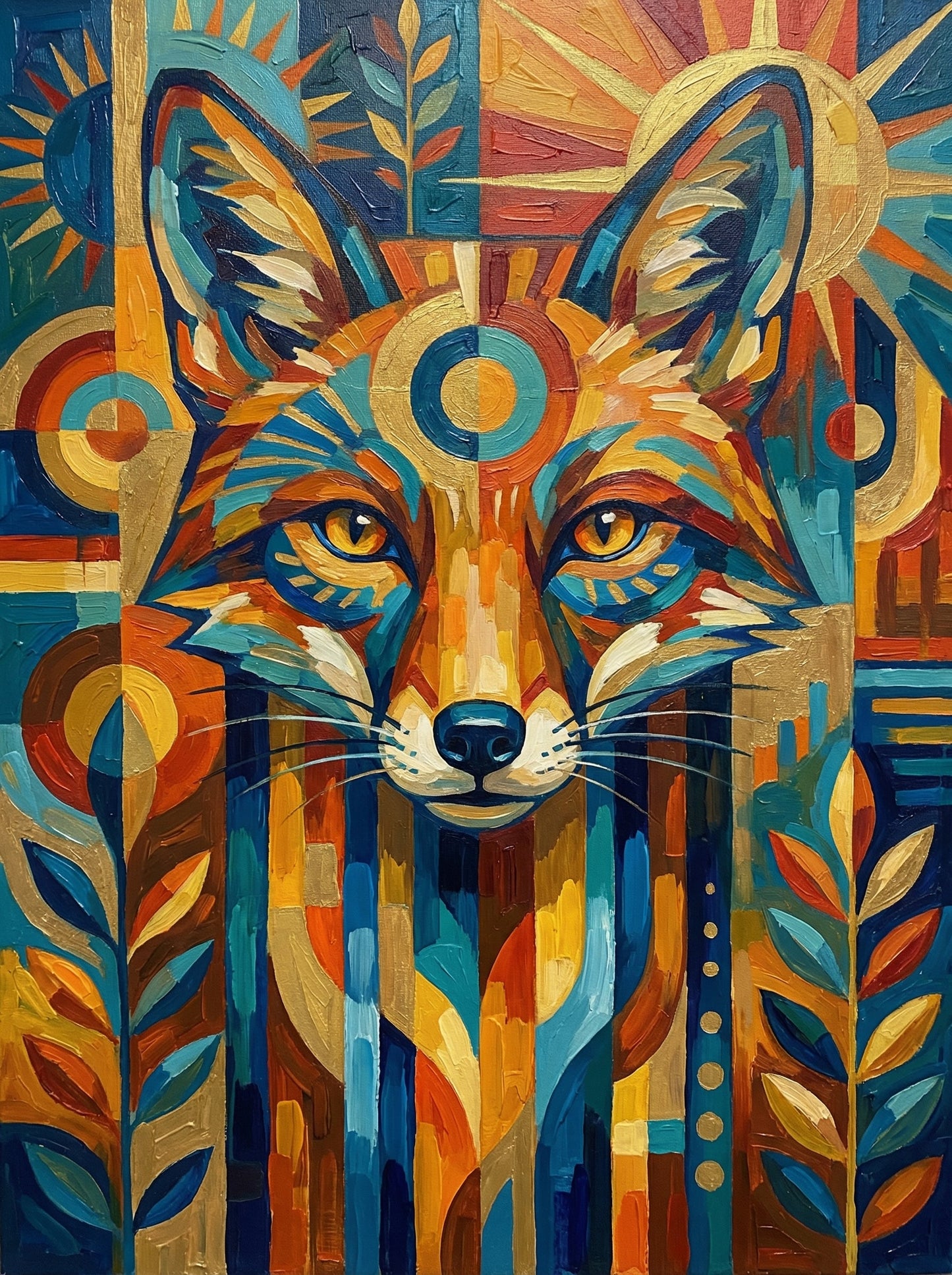 Abstract Sunburst Fox (80 Colors)