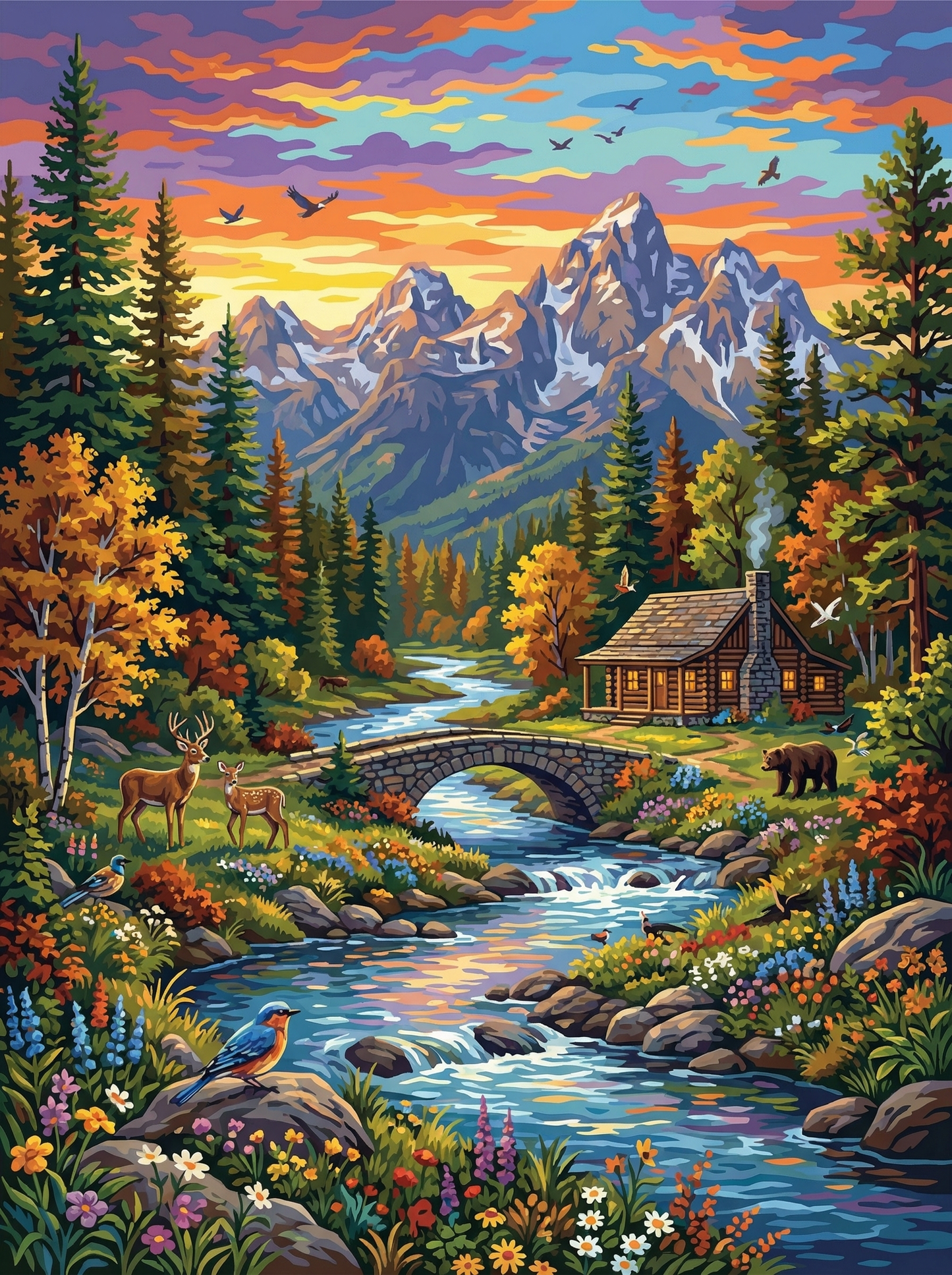 Wildlife River Cabin Escape (120 Colors)