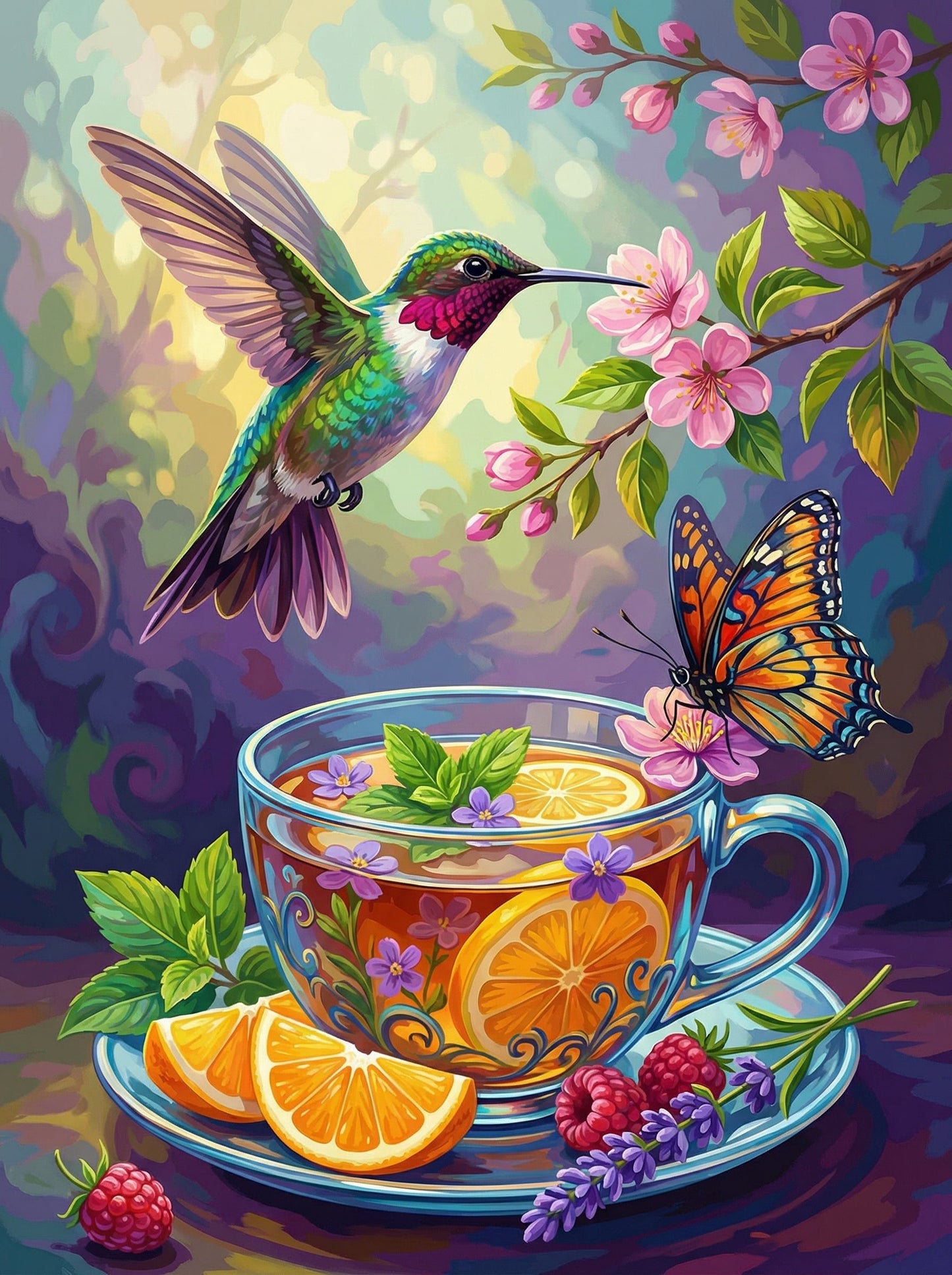 Hummingbirds And Hibiscus (120 Colors)