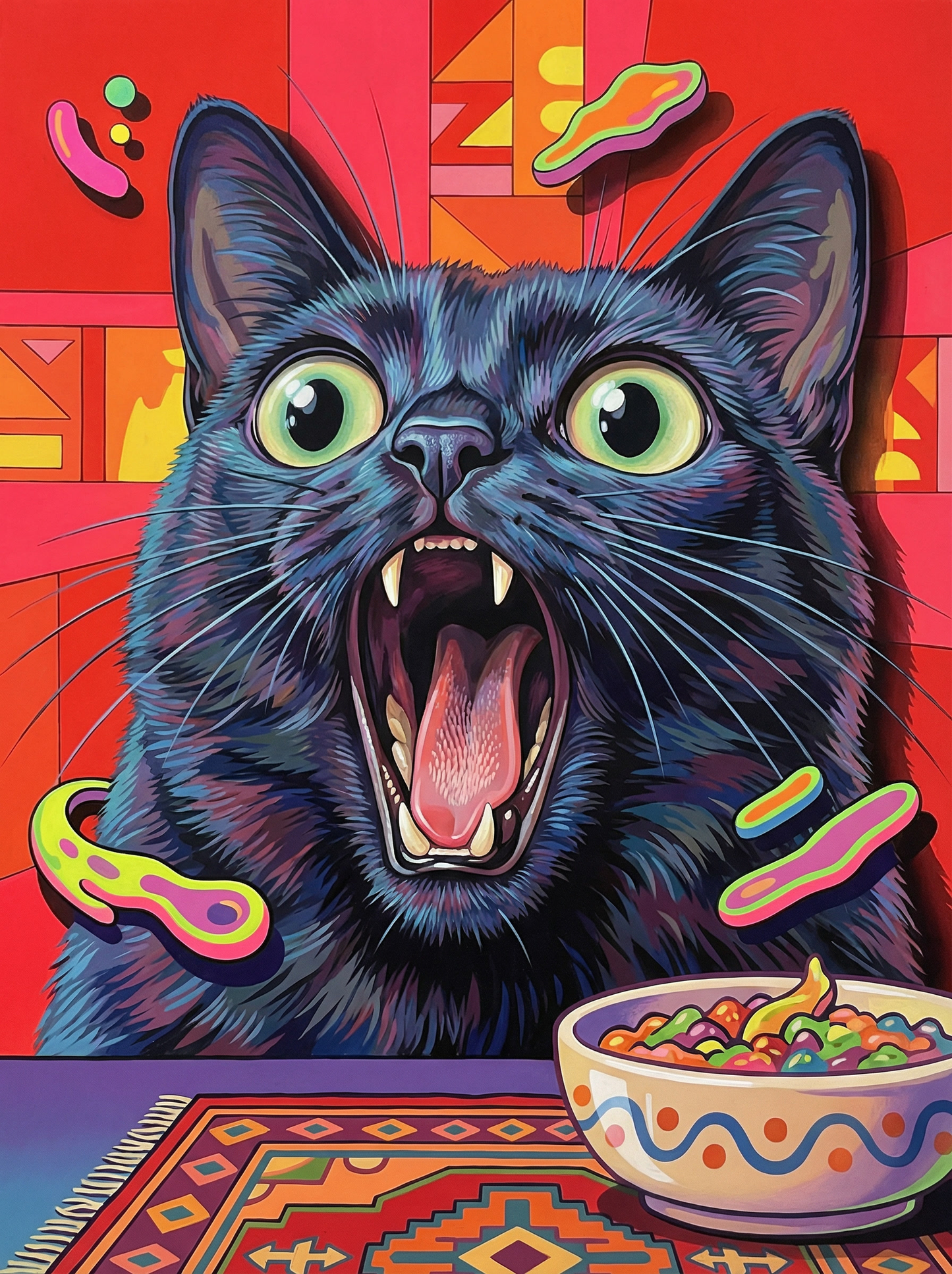 Hungry Cat Cereal Bowl (80 Colors)