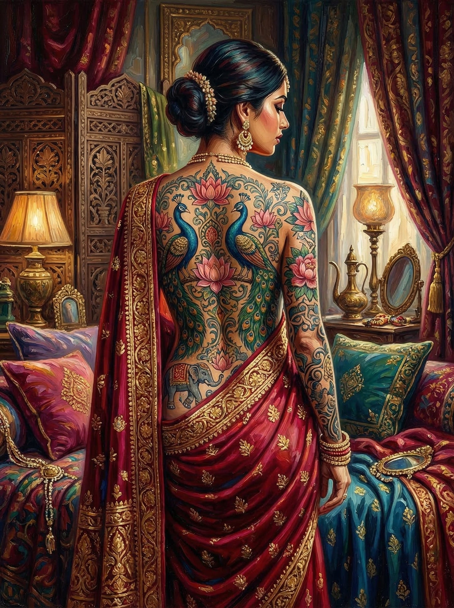Indian Peacock Tattoo Boudoir (120 Colors)