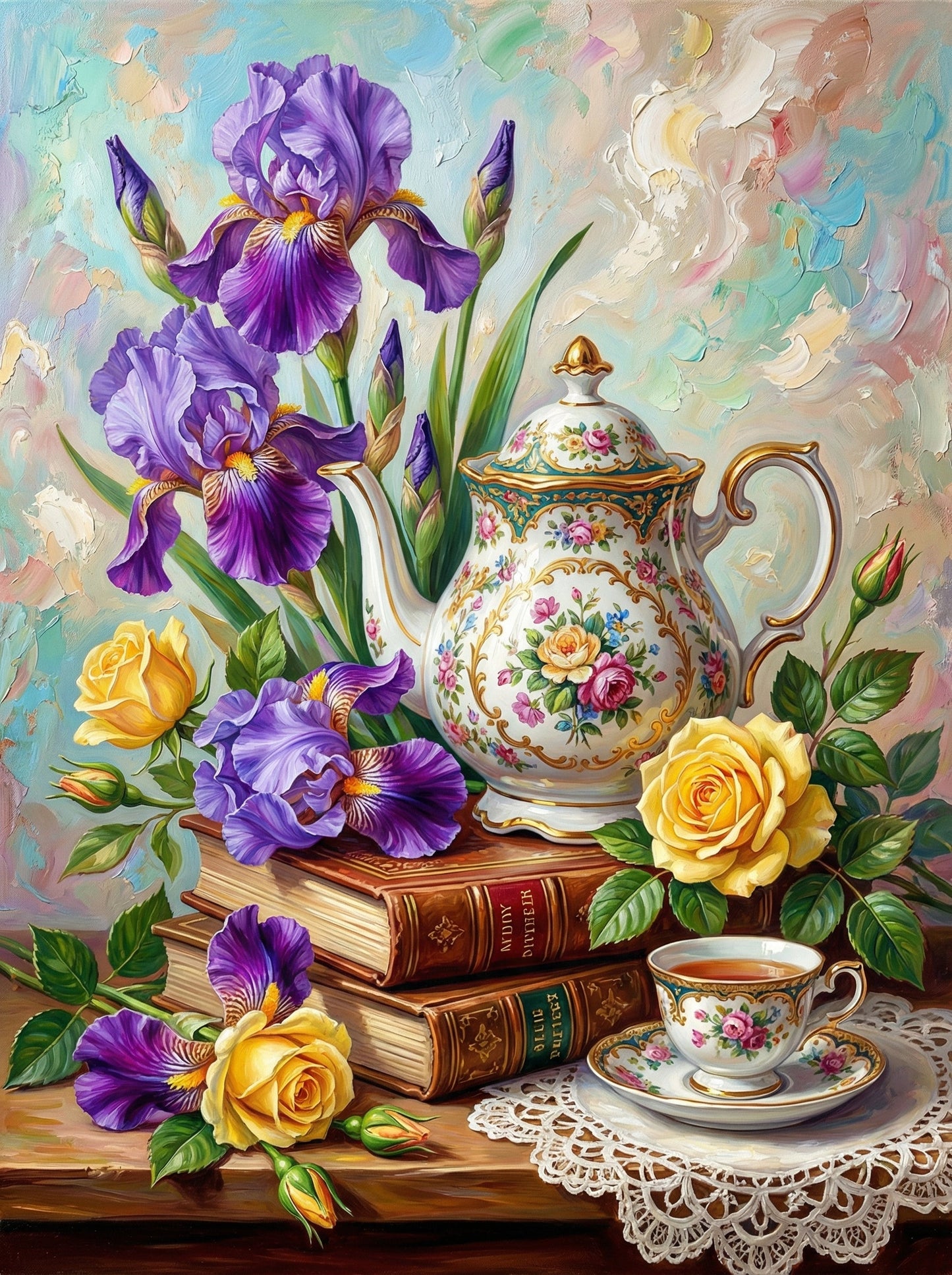 Iris Teapot And Roses (80 Colors)