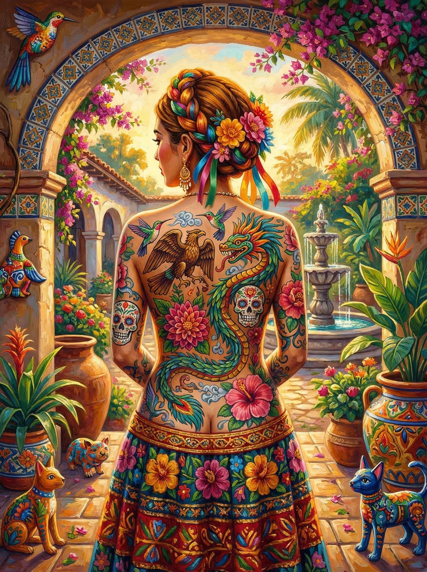 Mexican Tattoo Courtyard Woman (80 Colors)