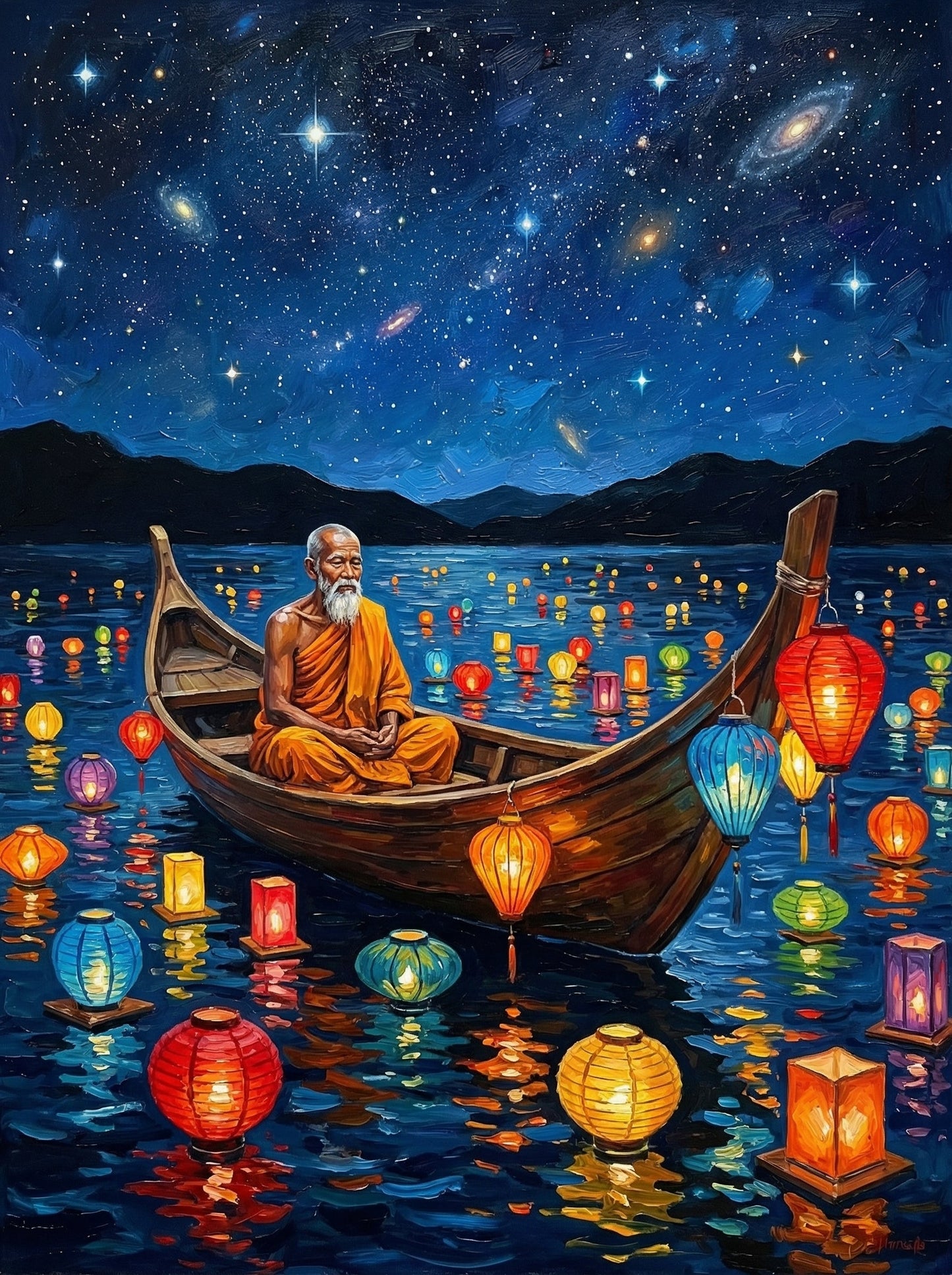 Monk In Glowing Boat (120 Colors)