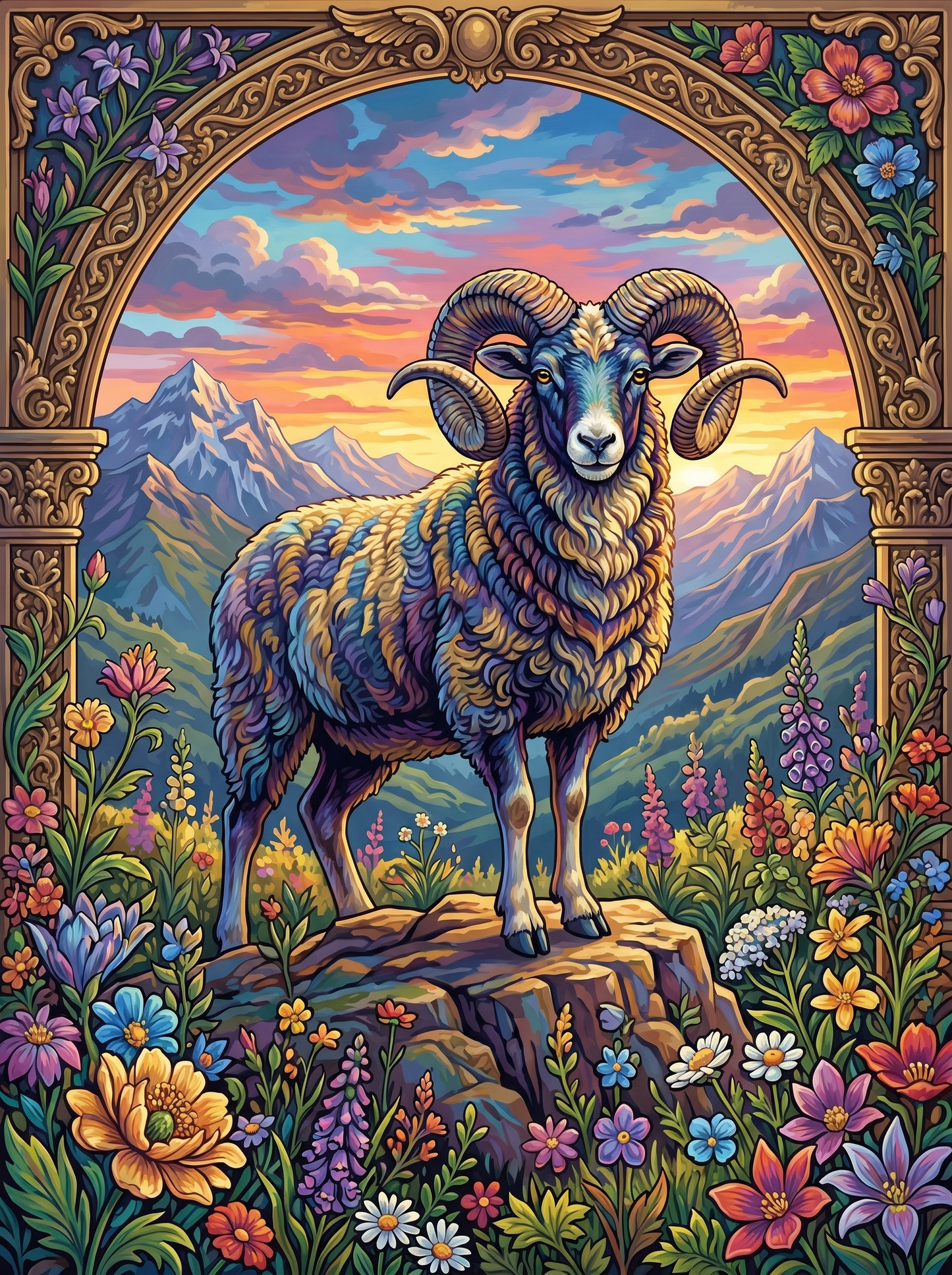 Mountain Ram Portrait (120 Colors)