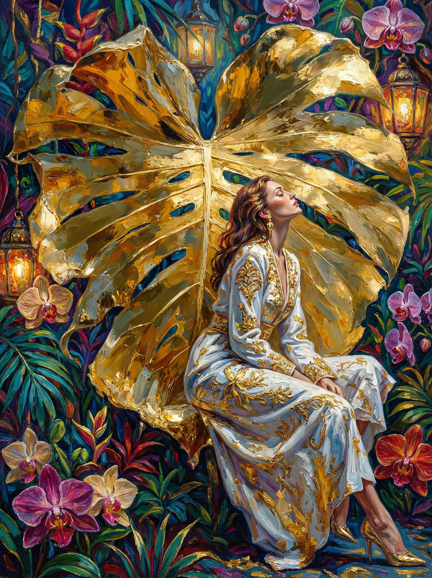 Mystical Woman Golden Leaves (120 Colors)
