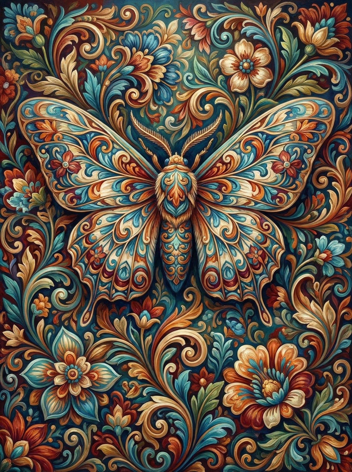 Ornamental Moth Tapestry (80 Colors)
