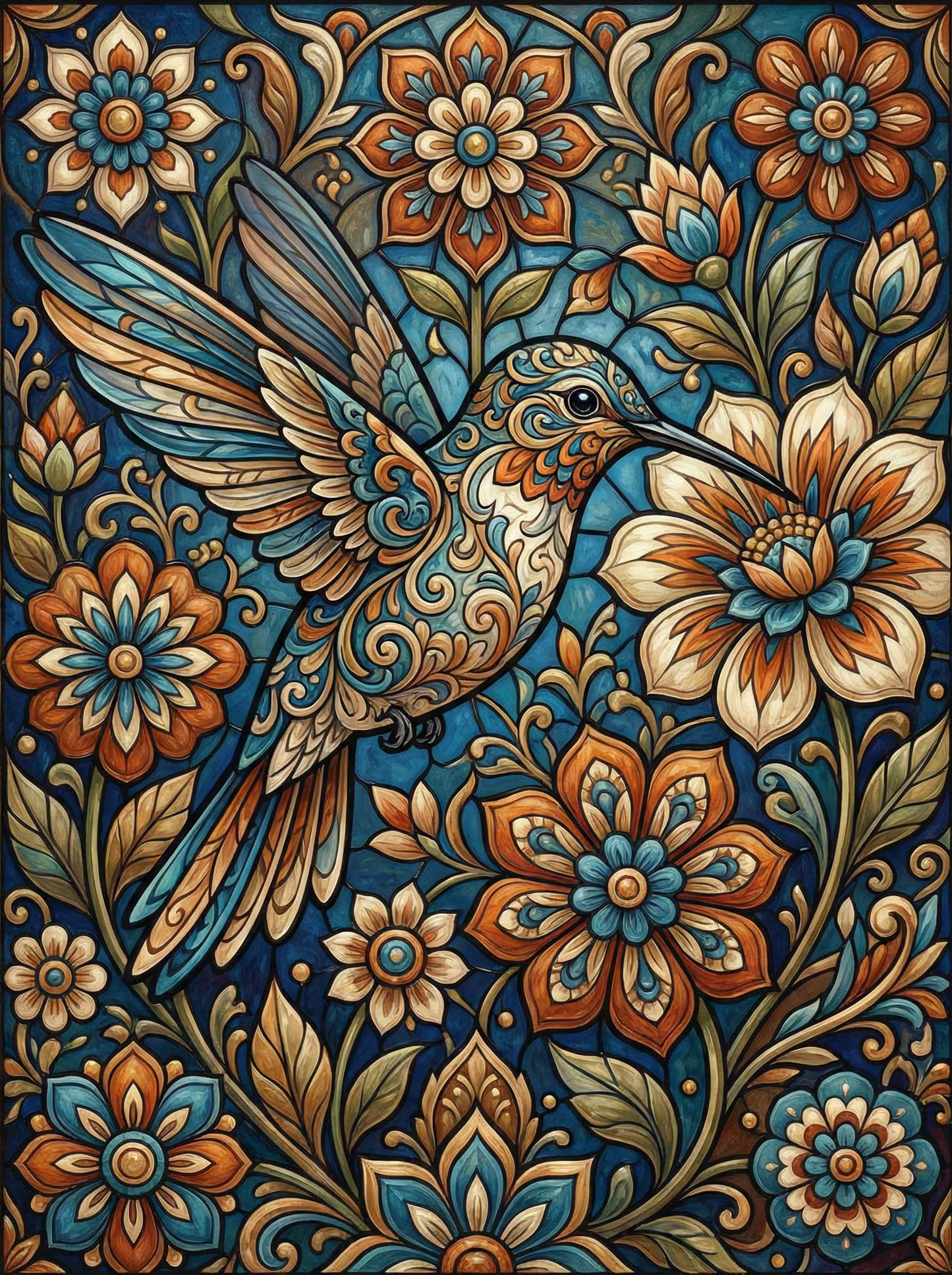 Ornate Hummingbird Floral (80 Colors)