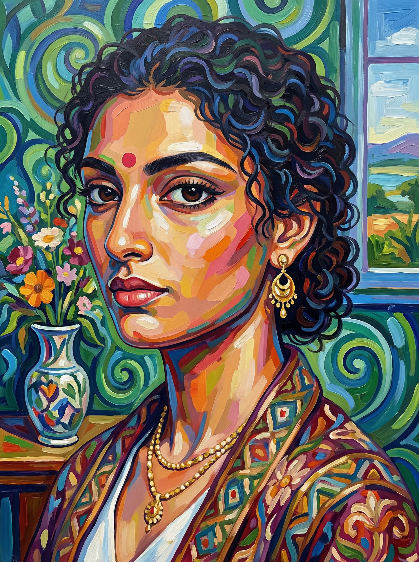 Ornate Woman Portrait (80 Colors)