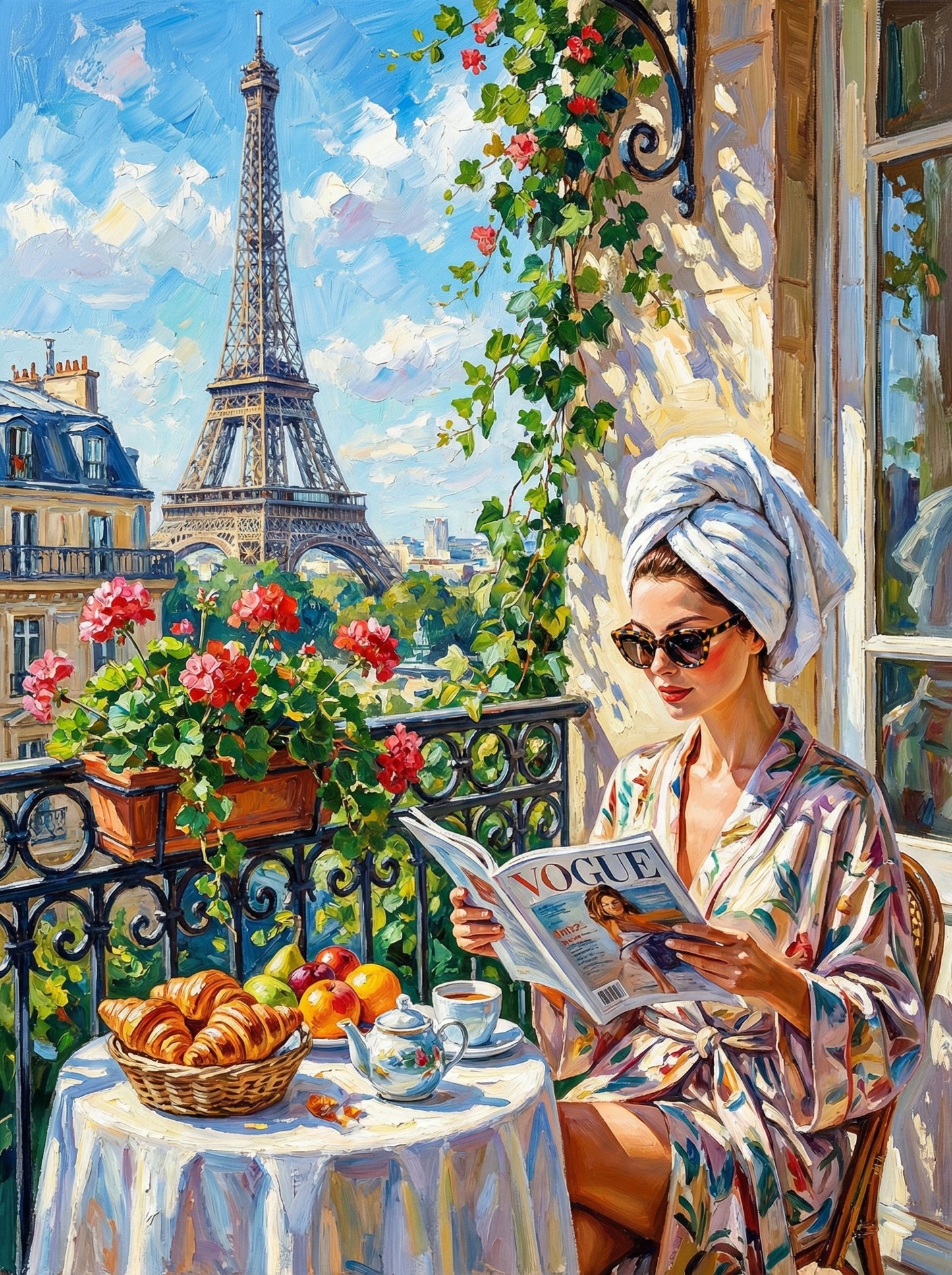 Paris Balcony Breakfast View (120 Colors)