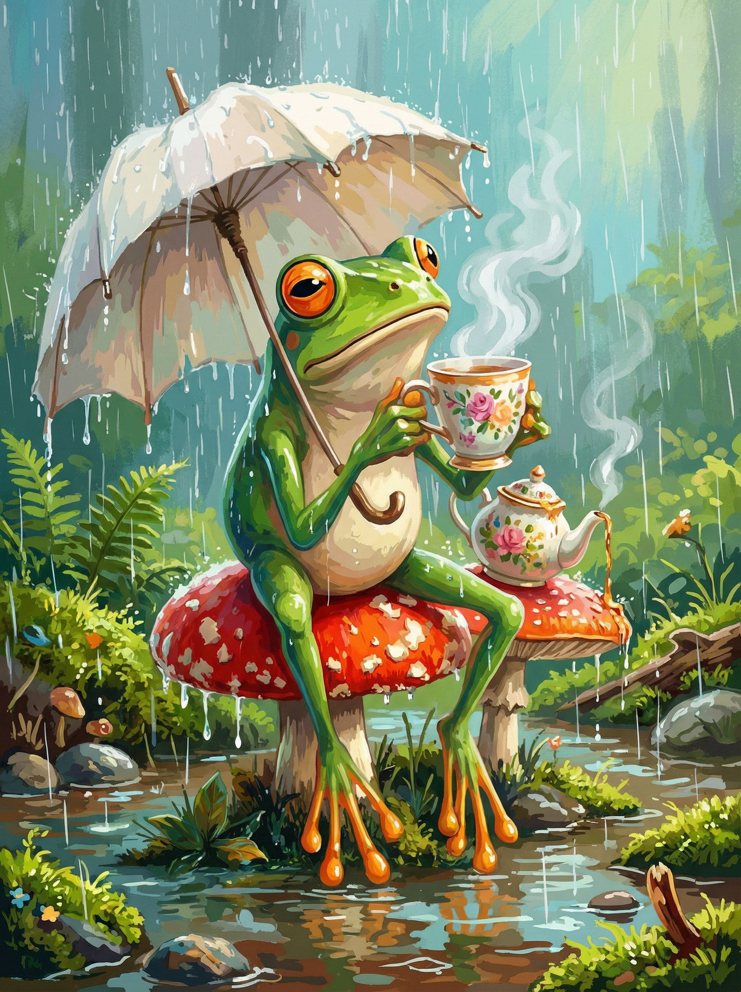 Rainy Day Tea Frog (120 Colors)