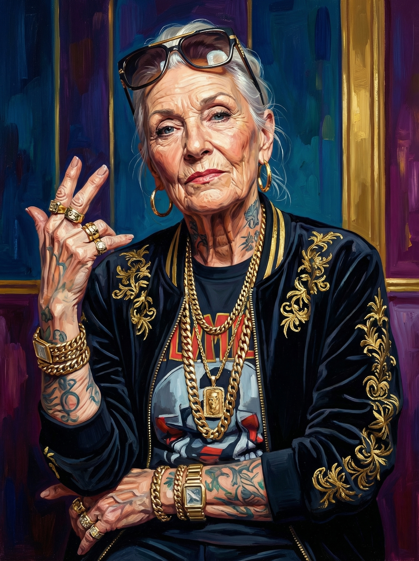 Rebellious Rocker Grandma (80 Colors)