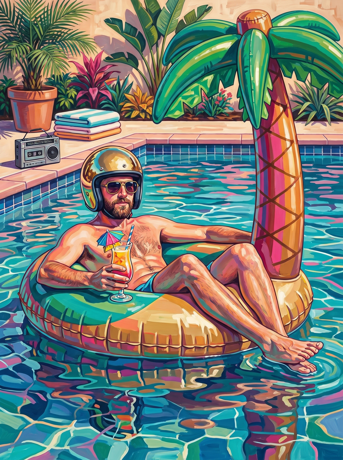 Retro Pool Day Chillin (80 Colors)