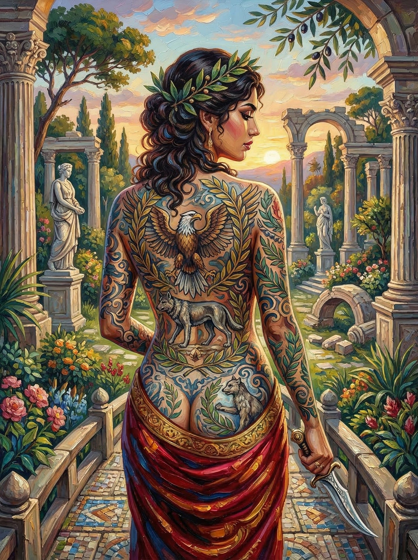 Roman Tattoo Garden Woman (80 Colors)