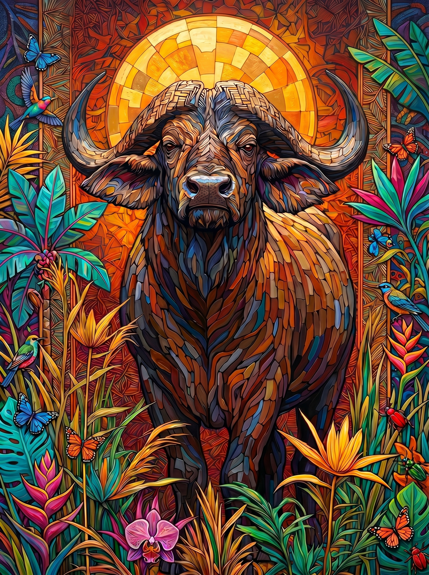 Sacred Golden Mandala Bull (120 Colors)