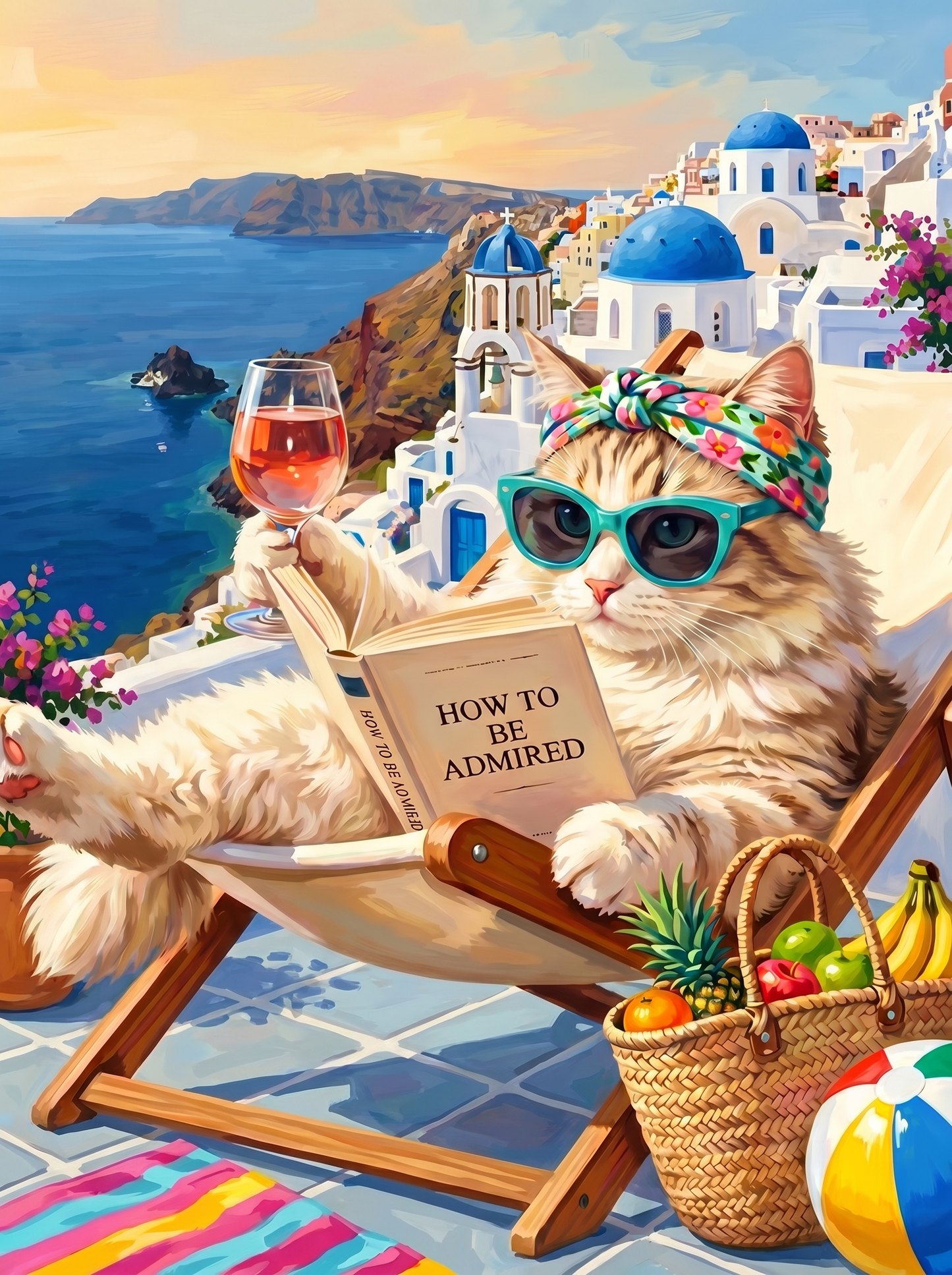 Santorini Cat Vacation (80 Colors)