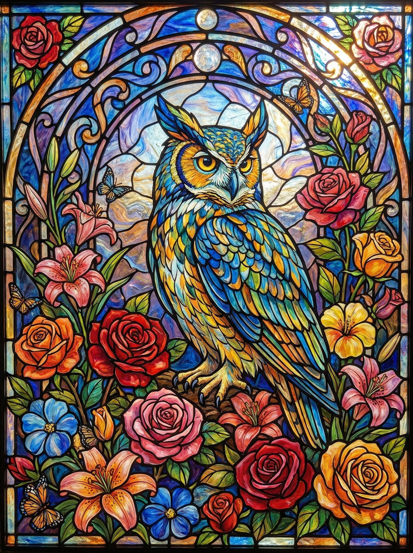 Stained Glass Owl Roses (120 Colors)