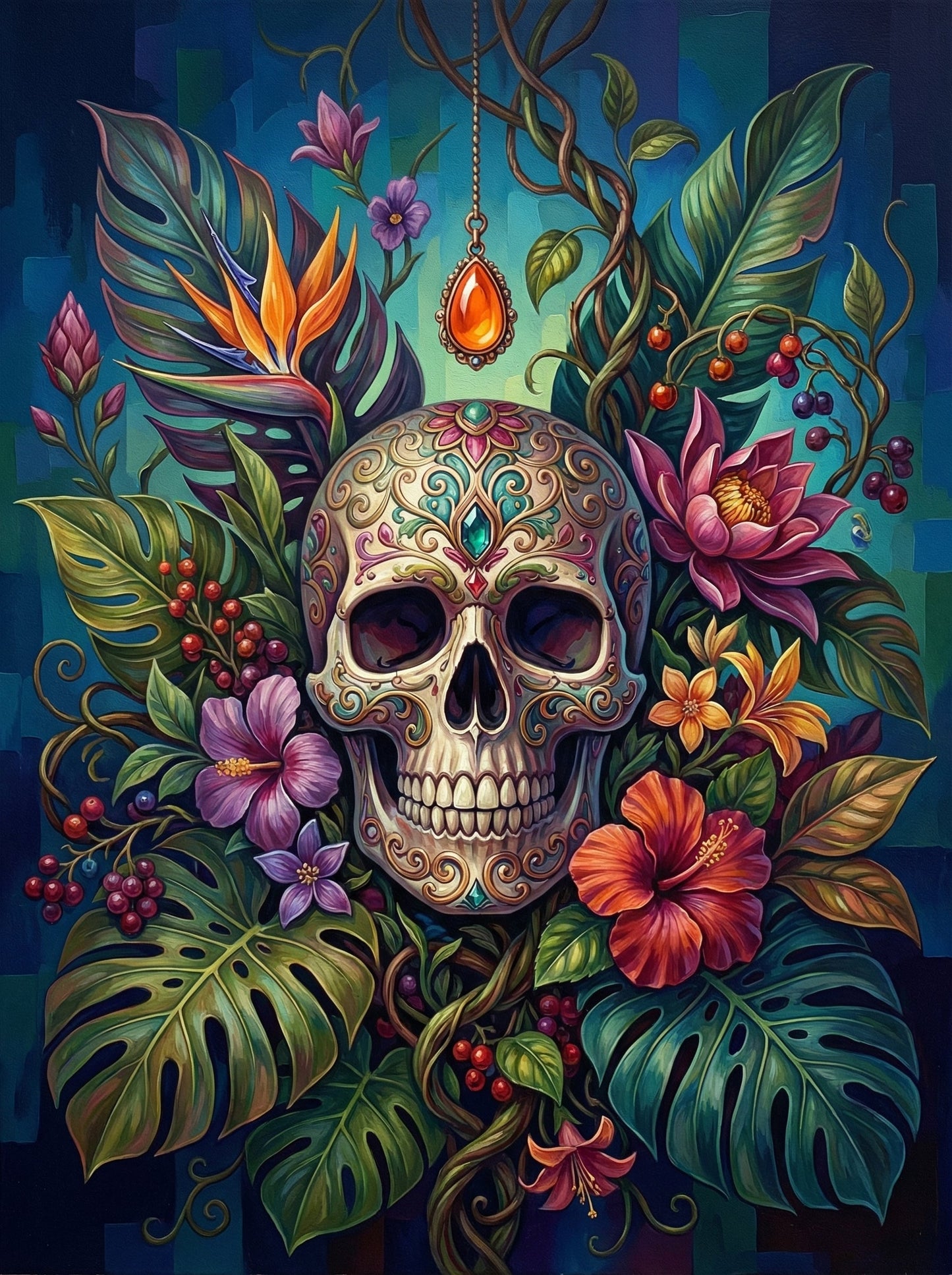 Sugar Skull Floral Art (120 Colors)