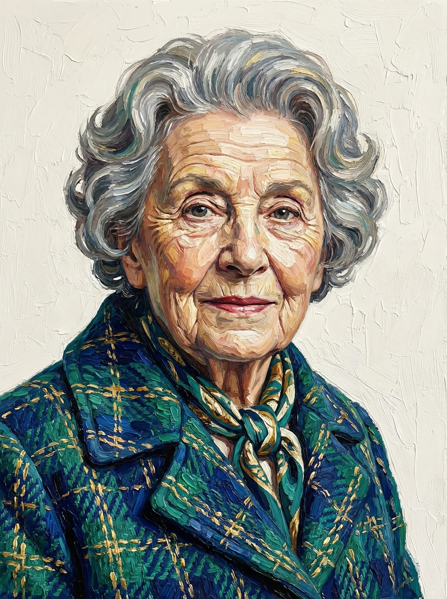 Teal Plaid Elder Portrait (120 Colors)