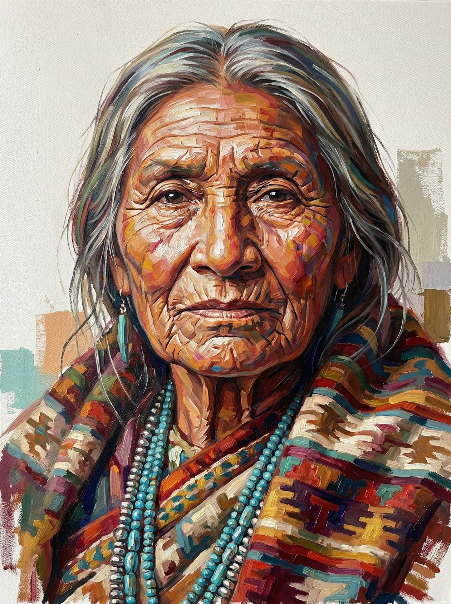 Tribal Beaded Woman Portrait (80 Colors)