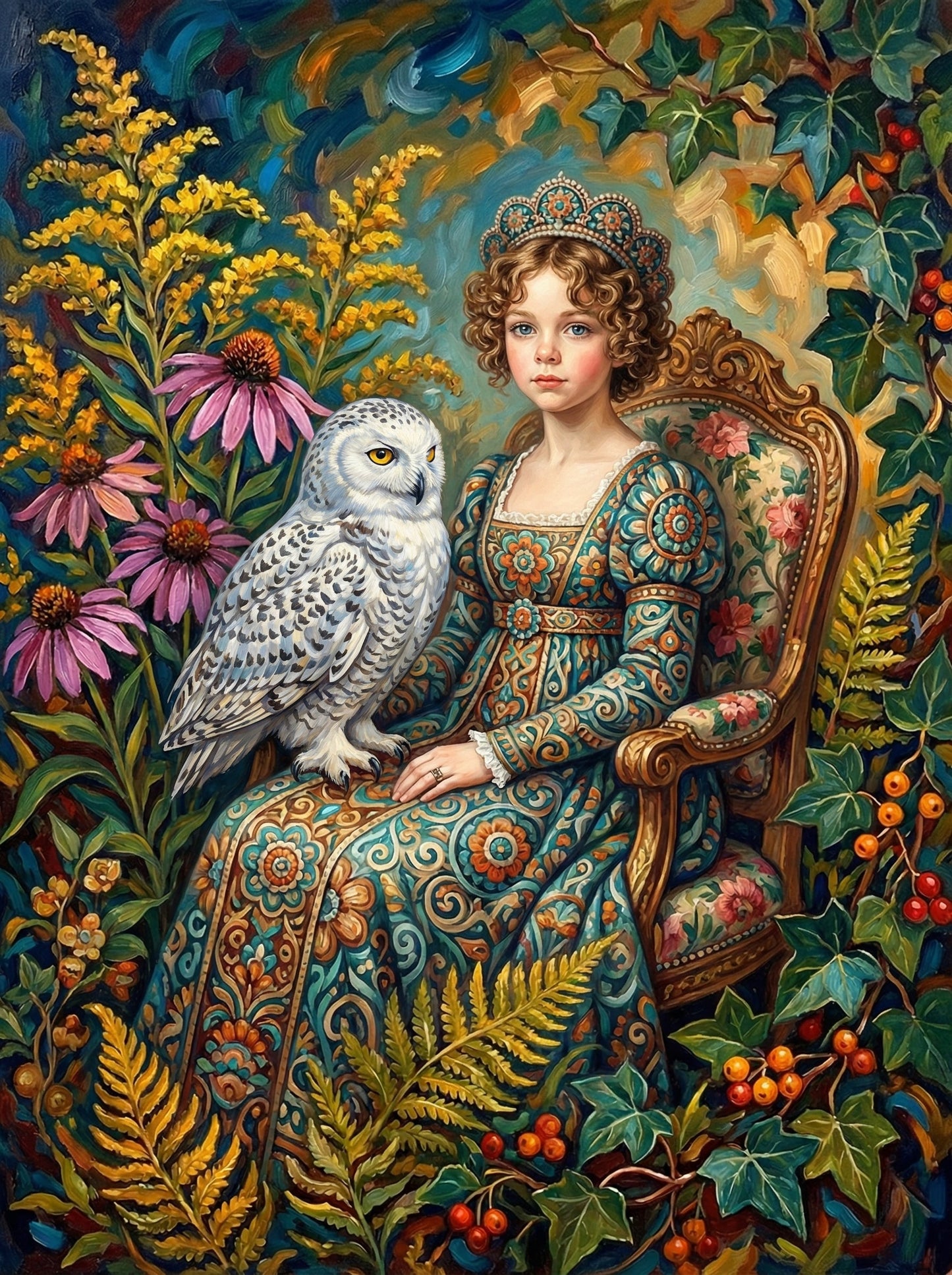 Victorian Girl Snowy Owl (80 Colors)