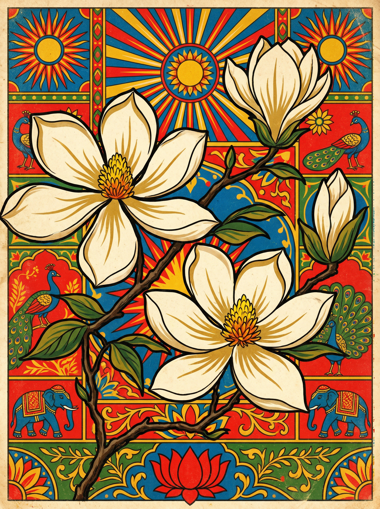 White Magnolia Blooms (80 Colors)