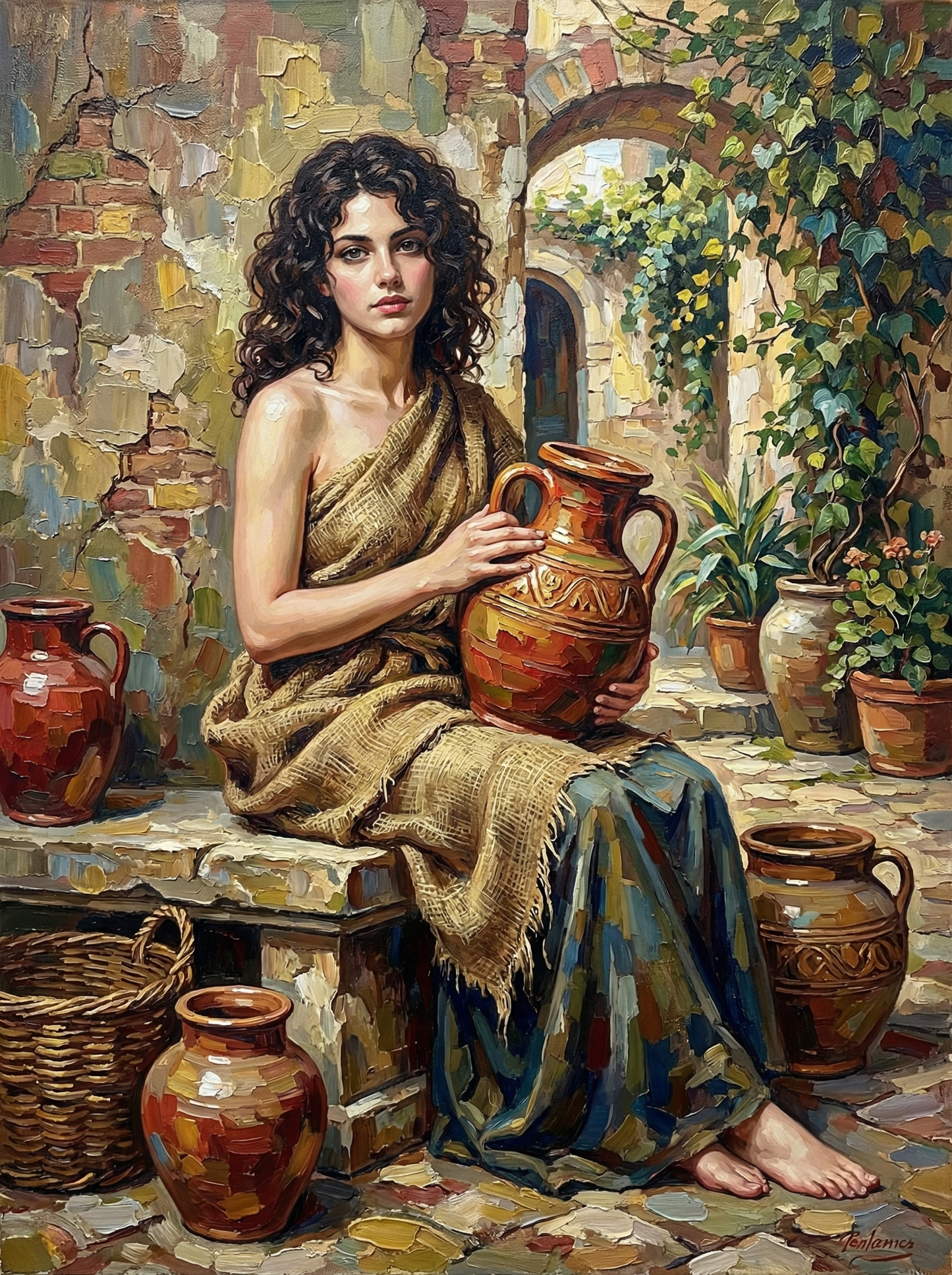 Woman In Tuscan Garden Studio (120 Colors)