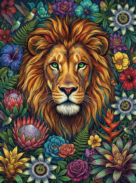 Floral King Lion (120 Colors)