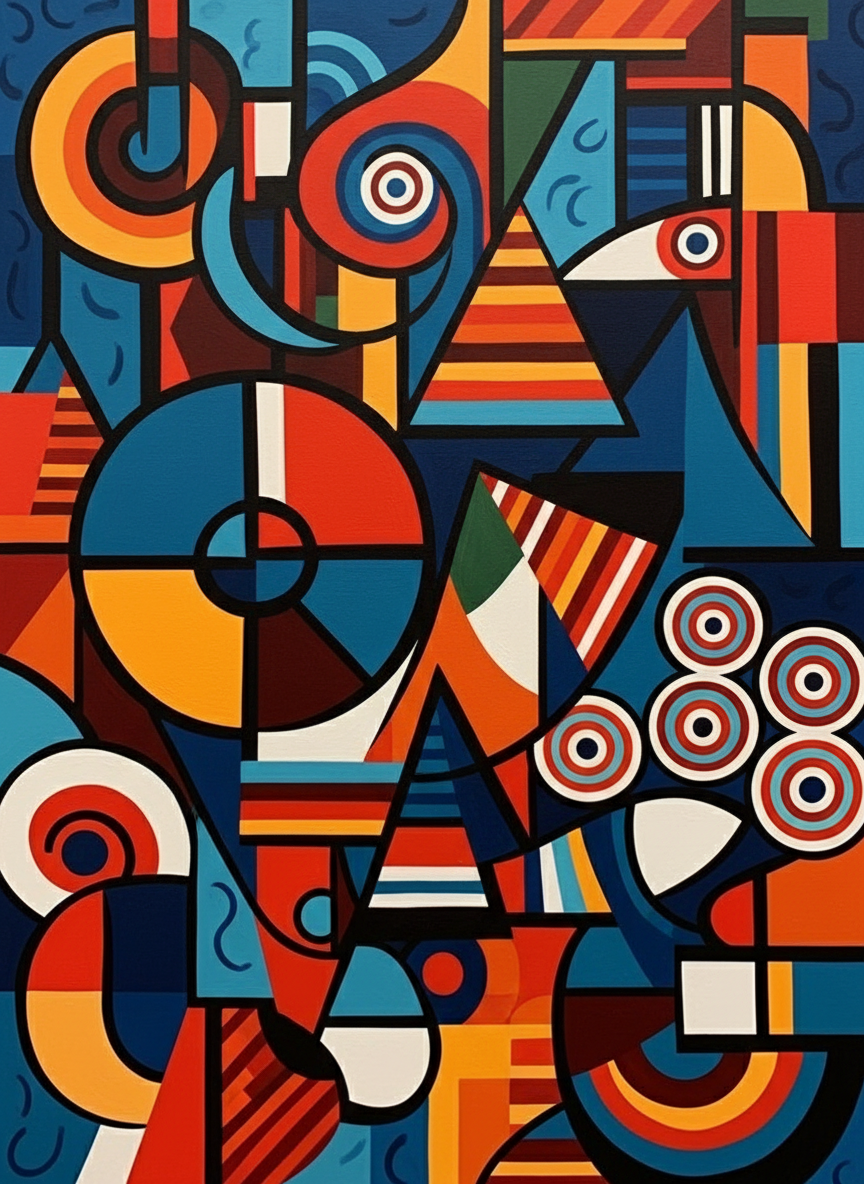 Cubist Blue Rhythm (120 Colors)