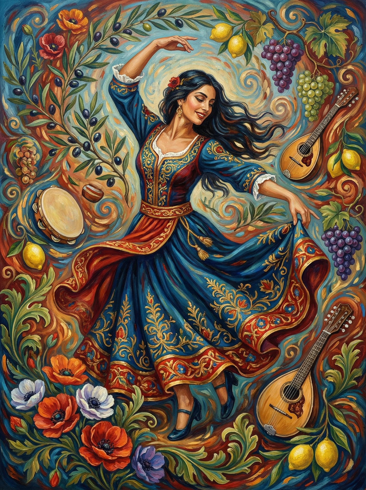 Mediterranean Dancing Woman (80 Colors)