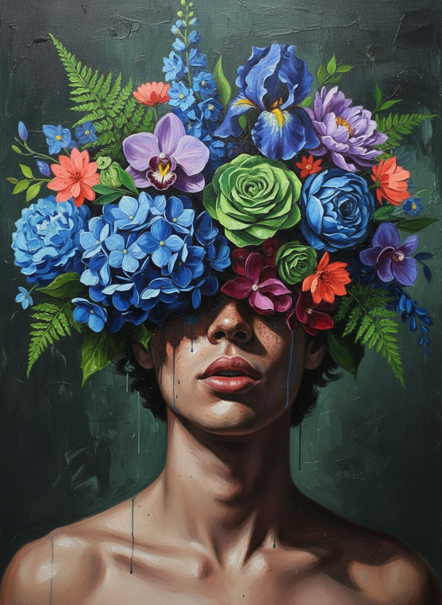 Floral Veil Portrait (120 Colors)