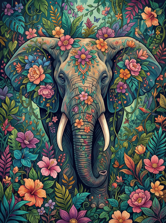 Floral Jungle Elephant (80 Colors)