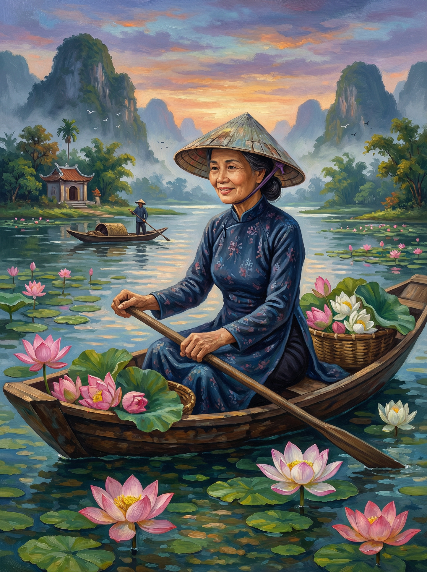 Lotus River Boat Woman (80 Colors)