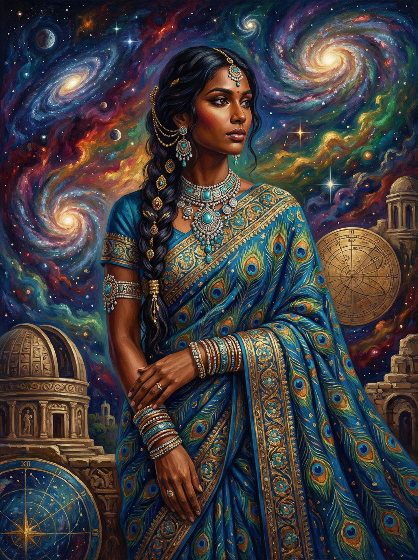 Peacock Sari Indian Woman (80 Colors)