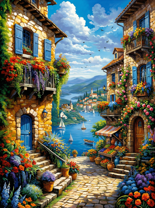 Mediterranean Village View (120 Colors)